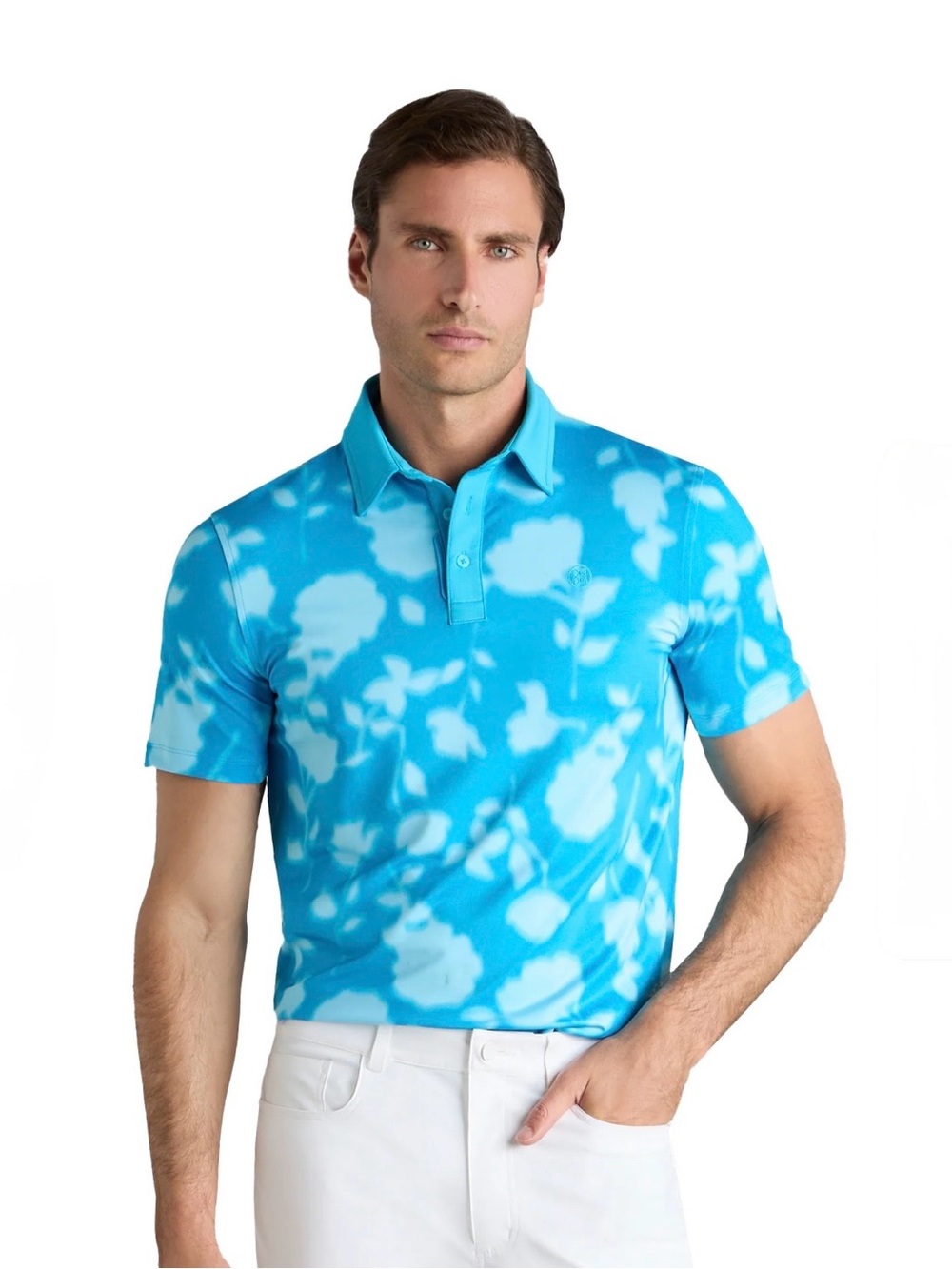 NWT G/FORE Men's Venetian Blur Floral Tech Jersey Polo (Small)